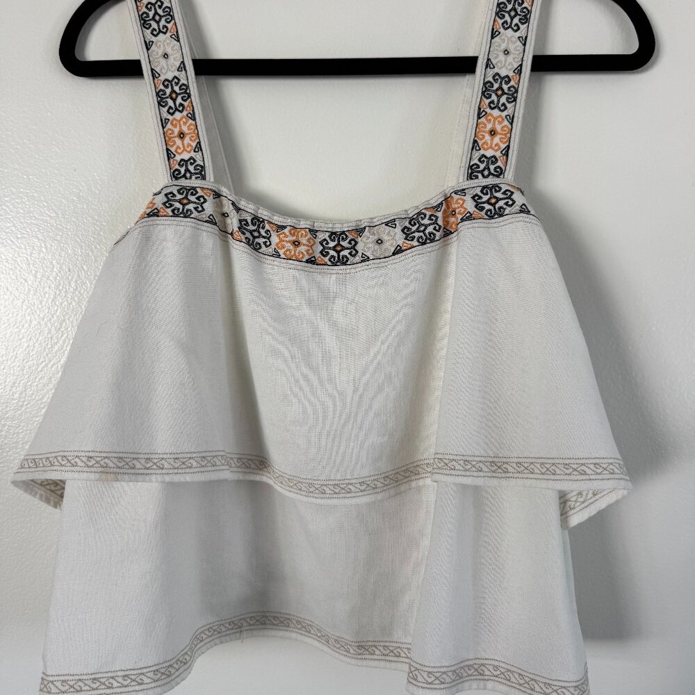 Madewell White Linen Blend Tank Top Medium